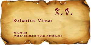 Kolonics Vince névjegykártya